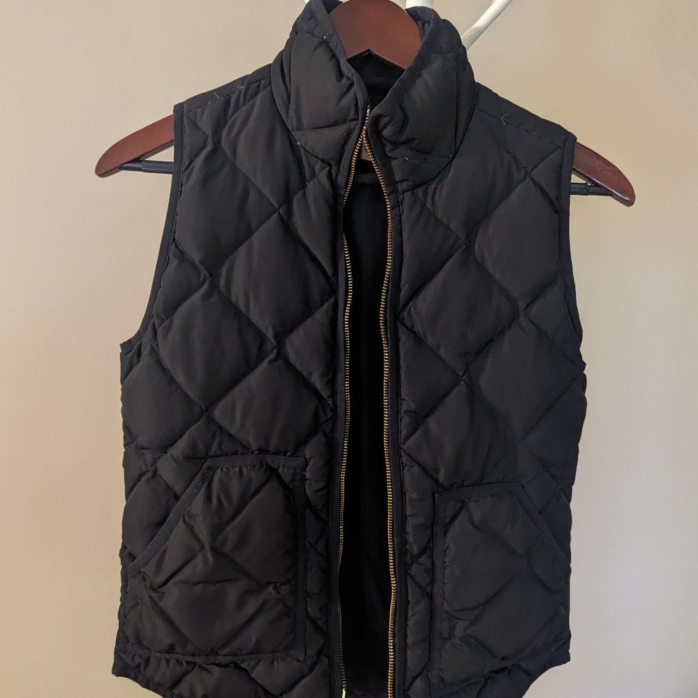XXS Black J. Crew Factory Quilted Puffer Vest